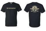 Two black shirts showing the front and back graphics of BAKER Drivetrain Gear Bangers Society designs