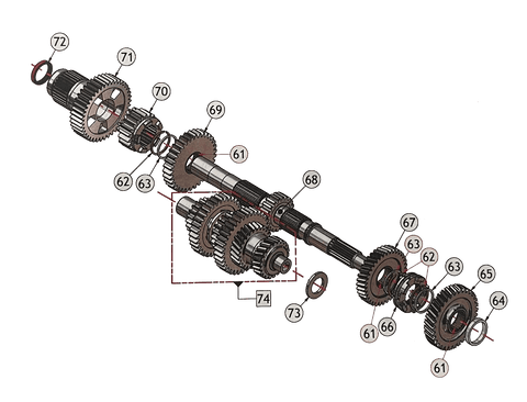 Diagram of Big Dog transmission parts