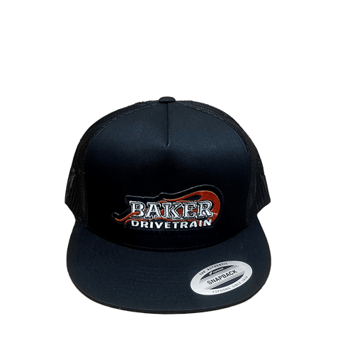 Black trucker hat with BAKER Drivetrain logo